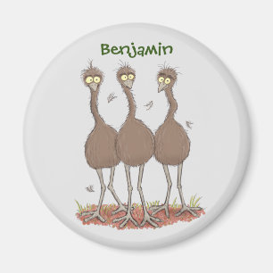 Lustige australische Emu-Trio-Cartoon-Illustration Magnet