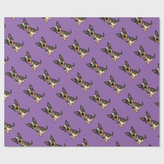 Lustige australische Vieh-Hundewelpen-Grafik Geschenkpapier (Flach)