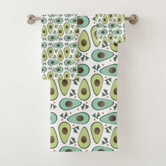 Lustige Avocado-Hälfte Greenery-Muster Badhandtuch Set (Insitu)
