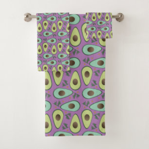 Lustige Avocado-Hälfte Greenery-Muster Badhandtuch Set