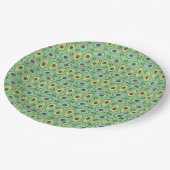 Lustige Avocado-Hälfte Greenery-Muster Pappteller (Schrägansicht)