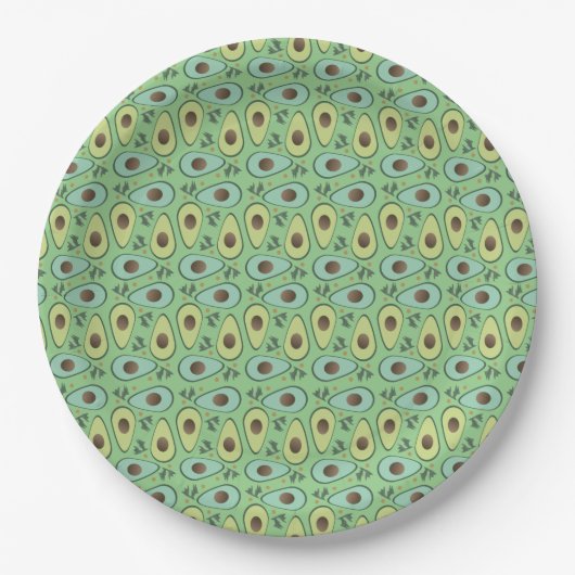 Lustige Avocado-Hälfte Greenery-Muster Pappteller (Vorderseite)