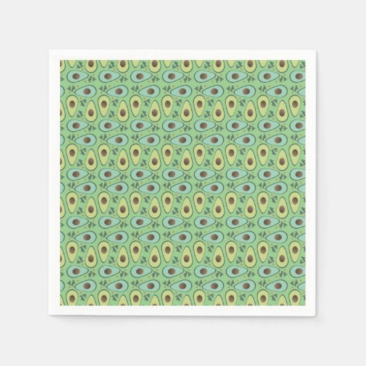 Lustige Avocado-Hälfte Greenery-Muster Serviette (Vorderseite)