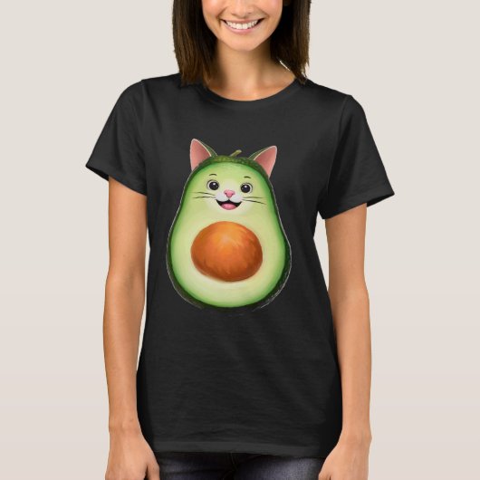 Lustige Avocado-Katze T-Shirt (Vorderseite)