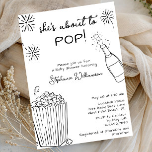 Lustige Baby-Party mit Champagner und Popcorn zum  Einladung