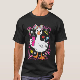 Lustige Back to School Gans mit Schleife und Tasse T-Shirt