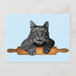 lustige Bäckerkatze Postkarte