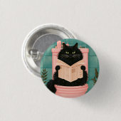 Lustige Badezimmer-Schwarze Katze Button (Vorne & Hinten)