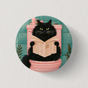Lustige Badezimmer-Schwarze Katze  Button