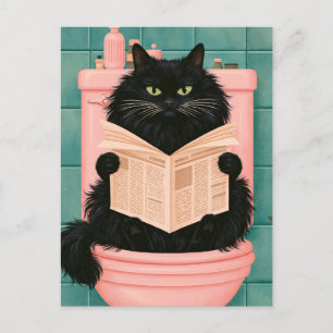Lustige Badezimmer-Schwarze Katze Feiertagspostkarte