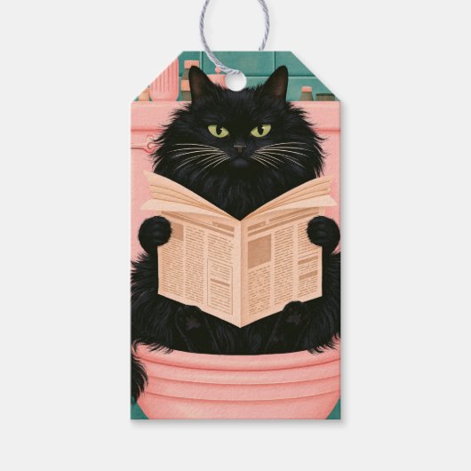 Lustige Badezimmer-Schwarze Katze Geschenkanhänger (Vorderseite)