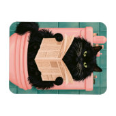 Lustige Badezimmer-Schwarze Katze Magnet (Horizontal)