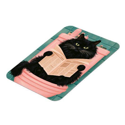 Lustige Badezimmer-Schwarze Katze Magnet (Linke Seite)