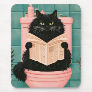 Lustige Badezimmer-Schwarze Katze Mousepad