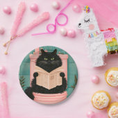 Lustige Badezimmer-Schwarze Katze Pappteller (Party)