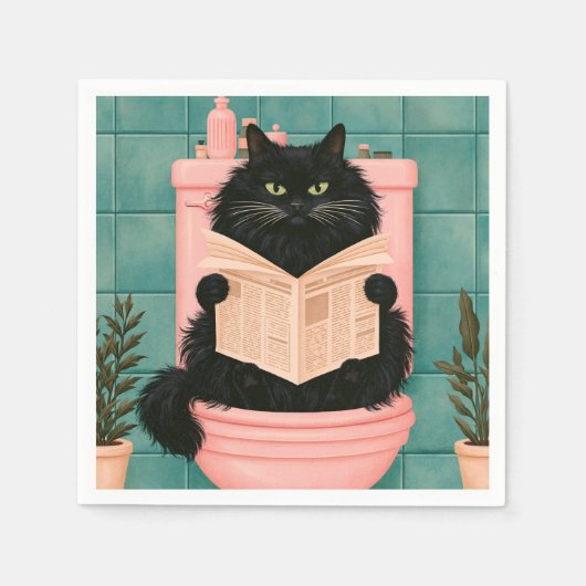 Lustige Badezimmer-Schwarze Katze Serviette (Vorderseite)