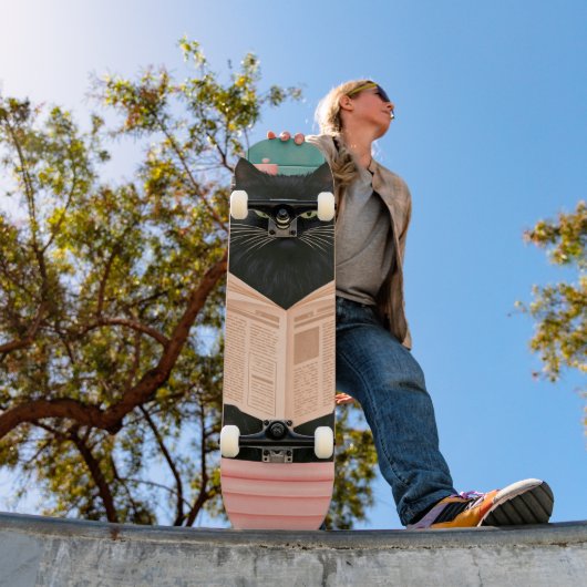 Lustige Badezimmer-Schwarze Katze Skateboard (Außenbereich 1)