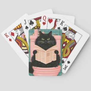 Lustige Badezimmer-Schwarze Katze Spielkarten