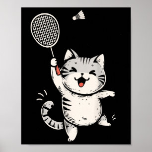 Lustige Badminton-Katze Niedliche Kitty Badminton- Poster