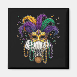 Lustige Badminton Mardi Gras Maske Perlen für Frau Magnet