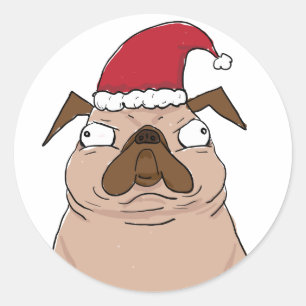 Lustige Bah Humpug Sankt Mops-Weihnachtsaufkleber Runder Aufkleber