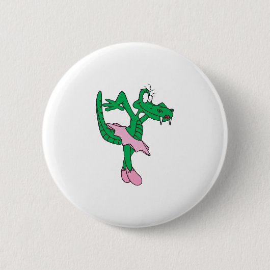 lustige Ballerina-Alligatorin Button (Vorderseite)