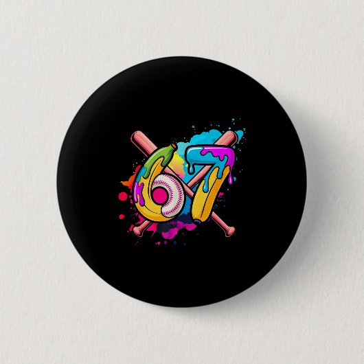Lustige Banane Baseball 67 Eis Drip Meme Button (Vorderseite)