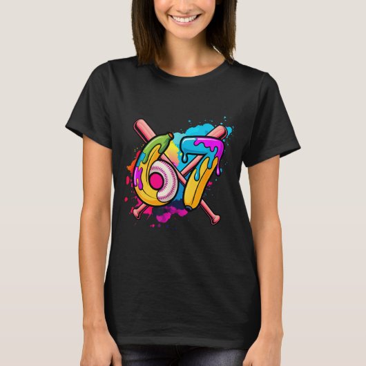 Lustige Banane Baseball 67 Eis Drip Meme T-Shirt (Vorderseite)
