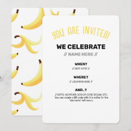 Lustige Banane Wortspiel Party Muster farbenfroh - Einladung