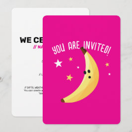 Lustige Banane Wortspiel Party Muster farbenfroh - Einladung