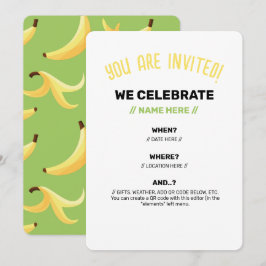 Lustige Banane Wortspiel Party Muster farbenfroh - Einladung