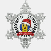Lustige Barbados-Flaggen-Weihnachtsart Schneeflocken Zinn-Ornament (Vorderseite)