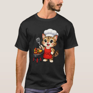 Lustige Barbecue-Katze grillt BBQ Langarmshirt T-Shirt
