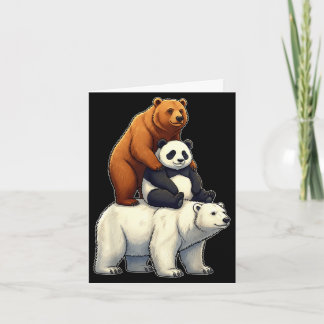 Lustige Bären gestapelt Panda Grizzly Eisbär Trio Karte