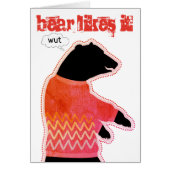 lustige Bärenpullover Strickkiste Weihnachtskarte (Vorne)