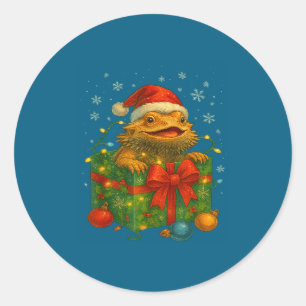 Lustige Bartdrachen Weihnachtsmann Weihnachtsbaum  Runder Aufkleber