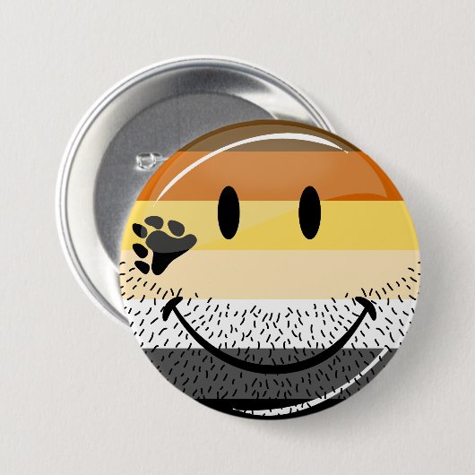 Lustige bärtige glückliche homosexuelle button (Vorne & Hinten)