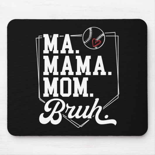 Lustige Baseball-Mutter Bruh mit Teamname und Numm Mousepad (Vorne)
