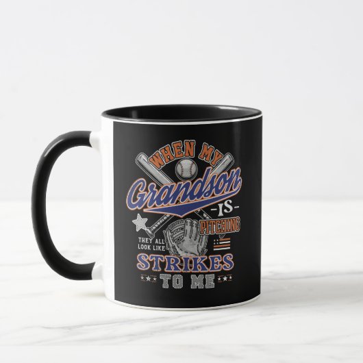 Lustige Baseball Oma Opa Enkel Pitching Tasse (Links)