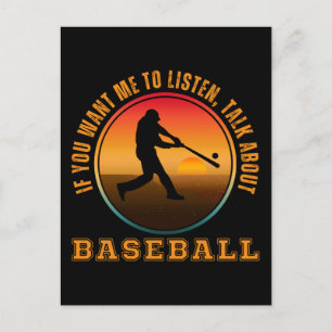 Lustige Baseball-Sprüche Vintage-Silhouette Spiele Postkarte