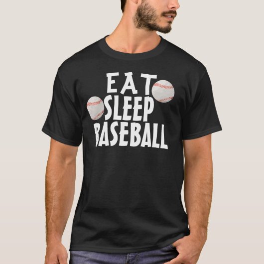 Lustige Baseball-T - Shirts, essen Schlaf T-Shirt (Vorderseite)