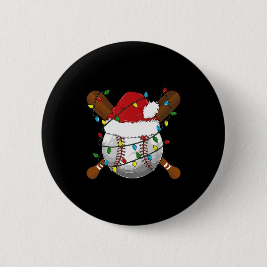 Lustige Baseball-Weihnachts-Pyjamas für die ganze Button (Vorderseite)