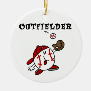 Lustige Baseballoutfielder-T - Shirts und Keramik Ornament