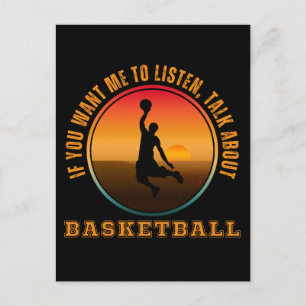 Lustige Basketball-Sprüche Vintage-Silhouette Spie Postkarte