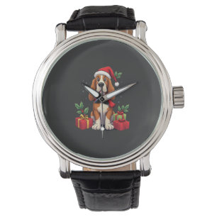 Lustige Basset Hound-Hunde-Weihnachts-Outfits Sant Armbanduhr