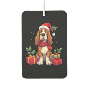 Lustige Basset Hound-Hunde-Weihnachts-Outfits Sant Autolufterfrischer