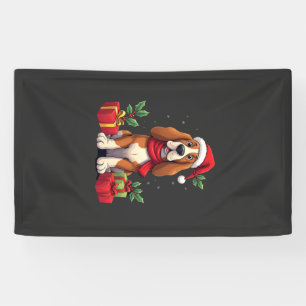 Lustige Basset Hound-Hunde-Weihnachts-Outfits Sant Banner