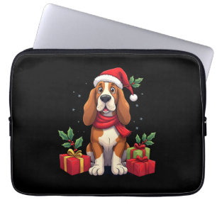 Lustige Basset Hound-Hunde-Weihnachts-Outfits Sant Laptopschutzhülle