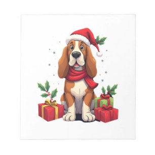 Lustige Basset Hound-Hunde-Weihnachts-Outfits Sant Notizblock