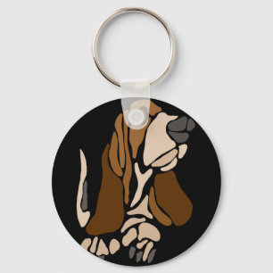 Lustige Basset Hound-Hundekunst Schlüsselanhänger